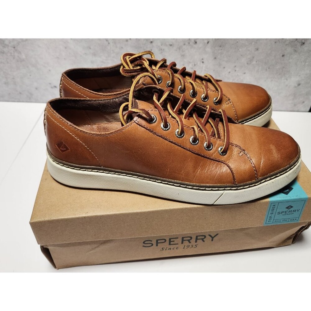 Sperry Top Sider Sneakers Men's 8.5 Clipper LTT Tan Leather STS14472